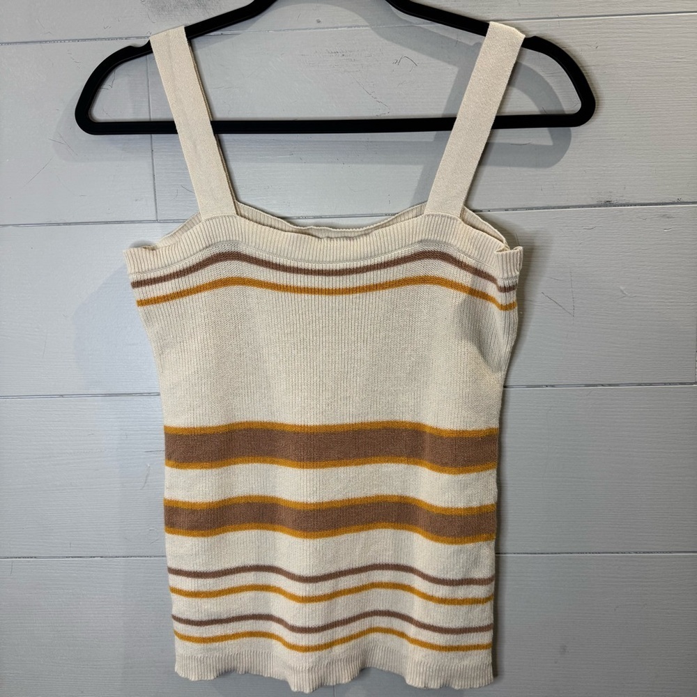 LOFT Knit Striped Square Neck Sweater Tank Top Size Small